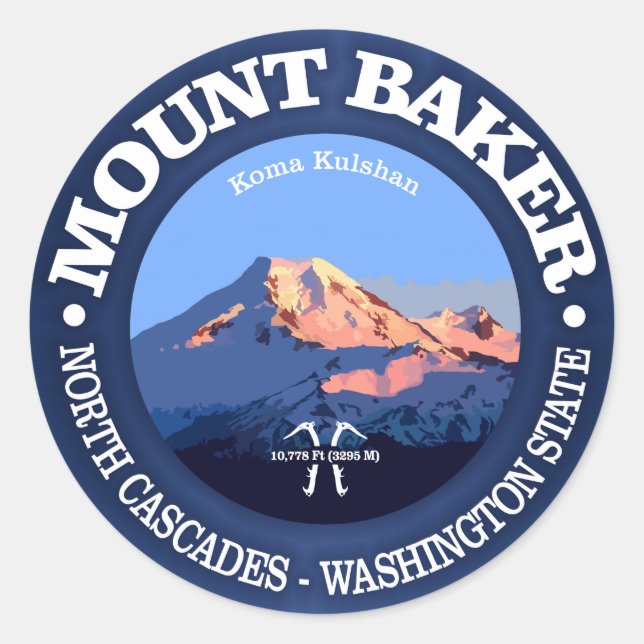 Mount Baker Runder Aufkleber (Vorderseite)