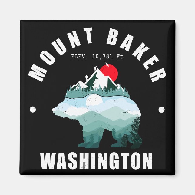 Mount Baker Washington Bear Mountain Ski Magnet (Vorne)
