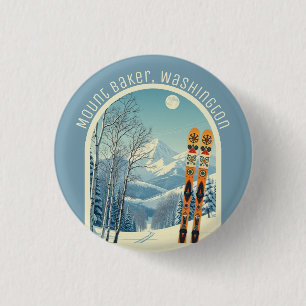 Mount Baker Washington Cascades Ski-Souvenir Button