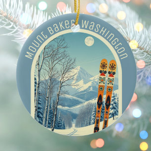 Mount Baker Washington Cascades Ski-Souvenir Keramik Ornament