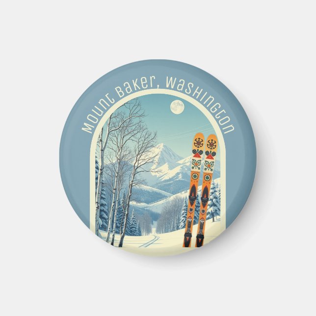 Mount Baker Washington Cascades ski souvenir  Magnet (Vorne)