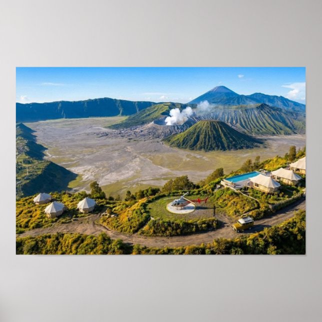 Mount Bromo Luftbild Vulkan Luxus-Wandkunst Poster (Vorne)