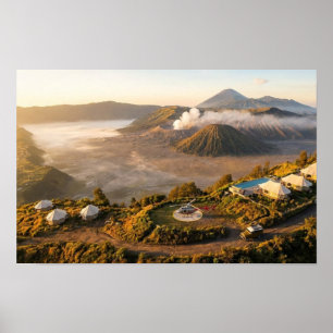 Mount Bromo Sonnenaufgang Luftbild Vulkan Luxus-Wa Poster