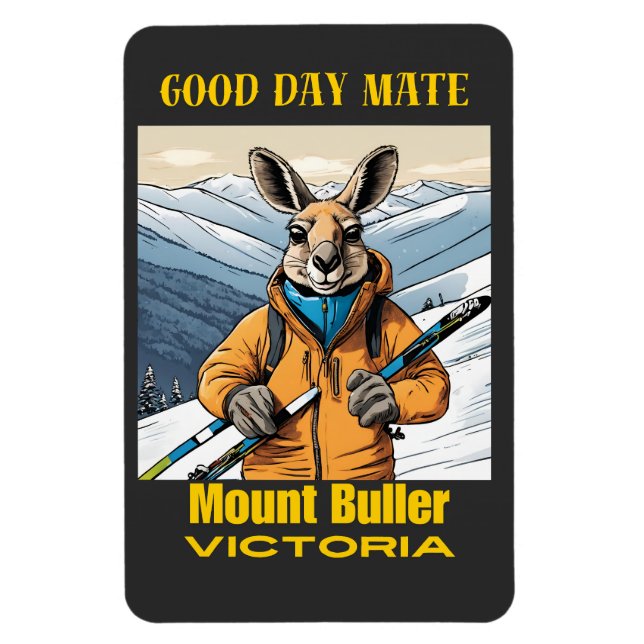 Mount Buller Australia Kangaroo Skier Magnet (Vertikal)