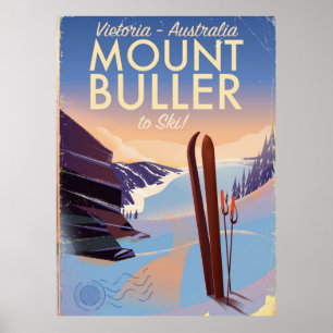 Mount Buller Australia vintage Ski poster
