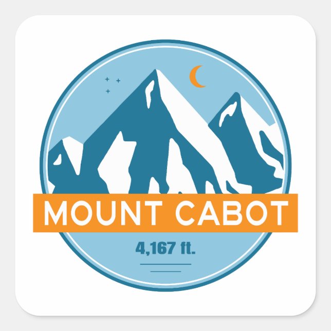 Mount Cabot New Hampshire Stars Moon Quadratischer Aufkleber (Vorderseite)