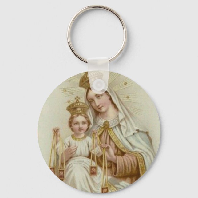 Mount Carmel Jungfrau Mary Jesus Brown Scapular Schlüsselanhänger (Vorderseite)