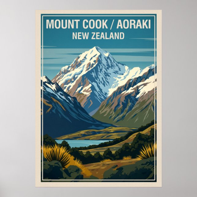 Mount Cook (Aoraki) Neuseeland V03 Poster (Vorne)