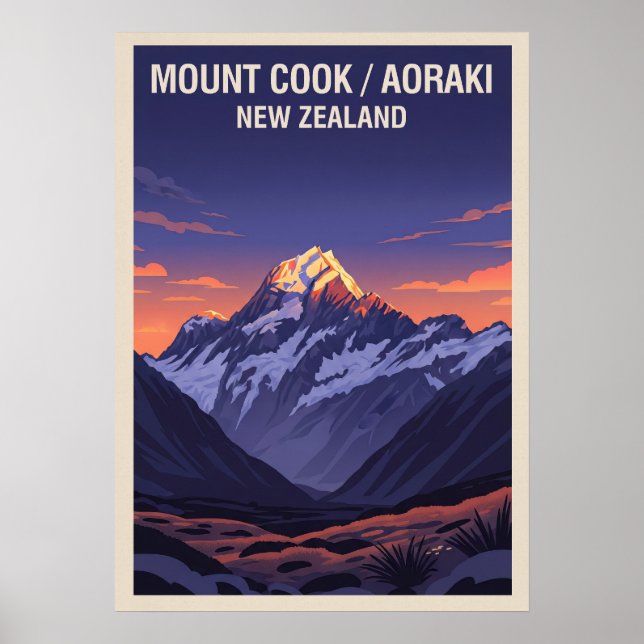 Mount Cook (Aoraki) Neuseeland V05 Poster (Vorne)