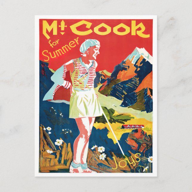 Mount Cook Australia Vintage Reise Postkarte (Vorderseite)