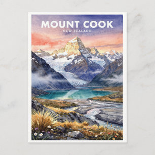 Mount Cook Neuseeland Vintage Postkarte