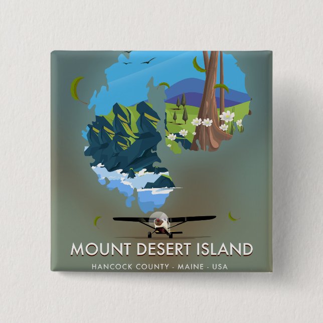 Mount Desert Island, Hancock Landkreis, Maine, USA Button (Vorderseite)