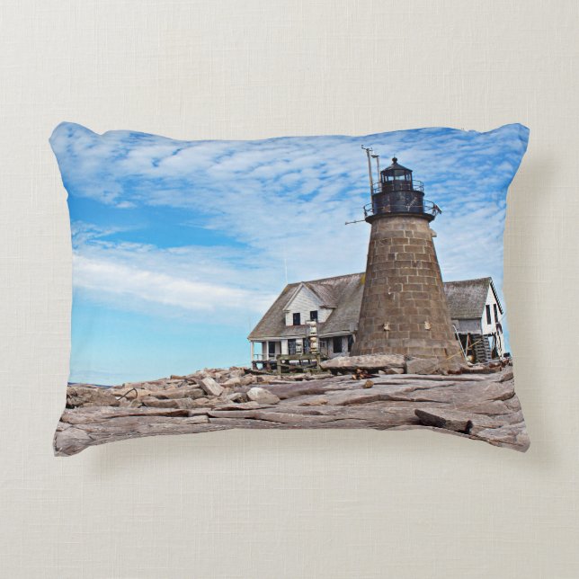 Mount Desert Rock Lighthouse, Maine Accent Pillow Dekokissen (Vorderseite)