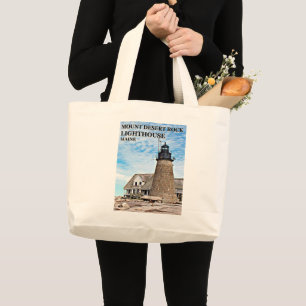 Mount Desert Rock Lighthouse, Maine Tote Bag Jumbo Stoffbeutel