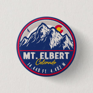 Mount Elbert Mount Elbert 14ers Retro Sunset Button