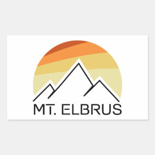 Mount Elbrus Russia Retro Rechteckiger Aufkleber