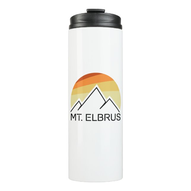 Mount Elbrus Russia Retro Thermosbecher (Vorderseite)