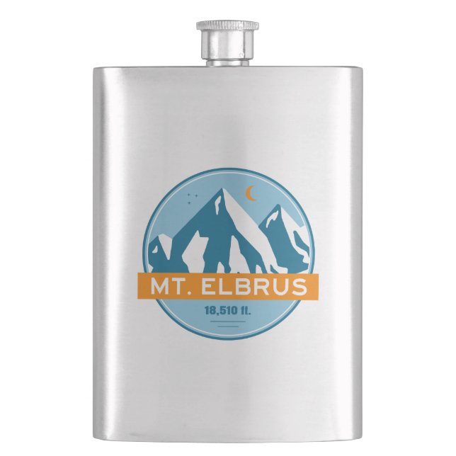 Mount Elbrus Russia Stars Moon Flachmann (Vorderseite)