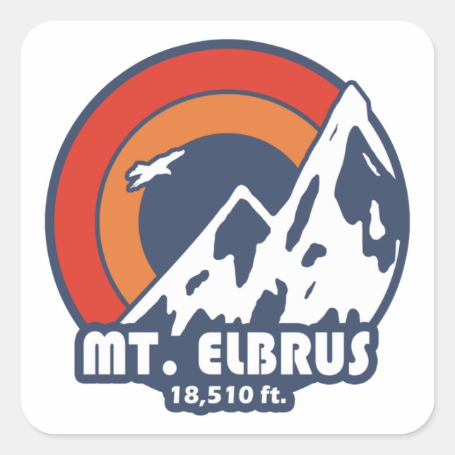 Mount Elbrus Russia Sun Eagle Quadratischer Aufkleber (Vorderseite)