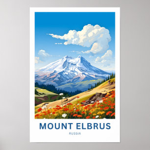 Mount Elbrus Russia Travel Print Poster