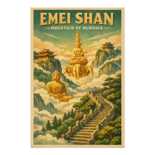 Mount Emei (Emei Shan), China, in einem klassische Poster
