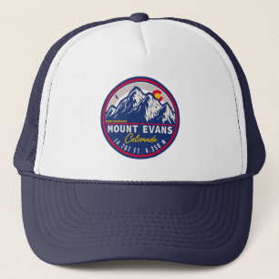 Mount Evans Colorado Retro Sunset Flag Souvenirs Truckerkappe