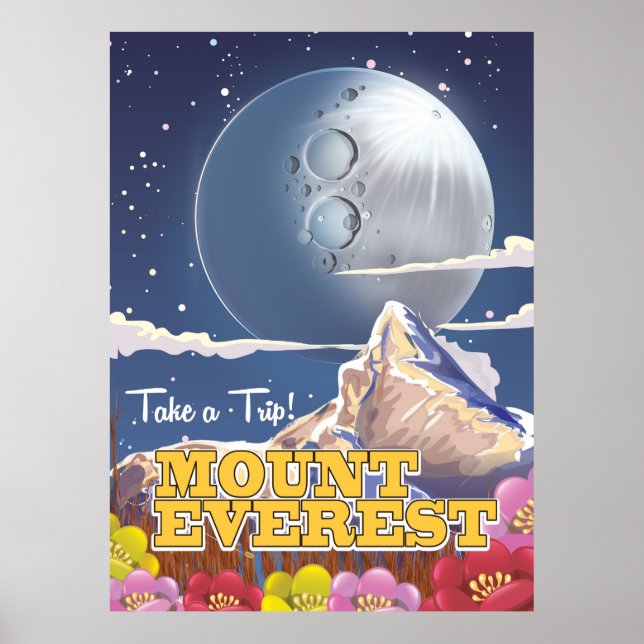 Mount Everest Cartoon Reiseplakat Poster (Vorne)
