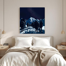 Mount Everest Nachtkarawane Luxus Leinwand Kunst