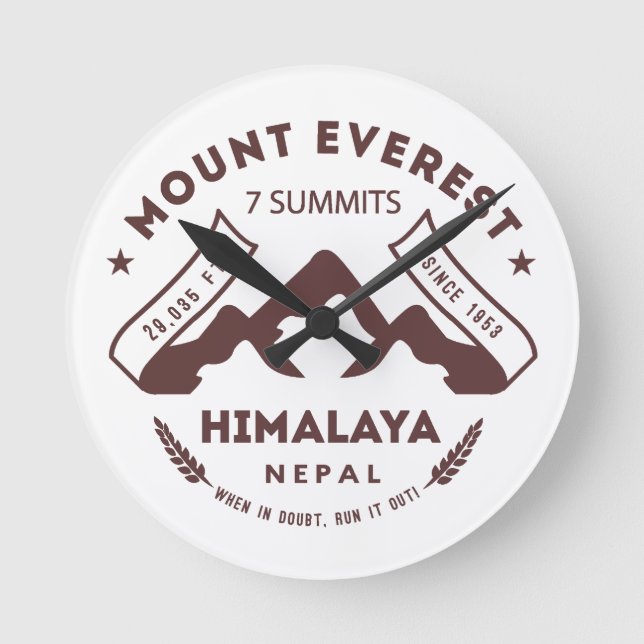 Mount Everest Runde Wanduhr (Vorderseite)