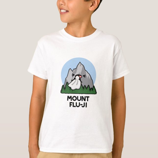 Mount Flu-ji Funny Mountain Pun T-Shirt (Vorderseite)