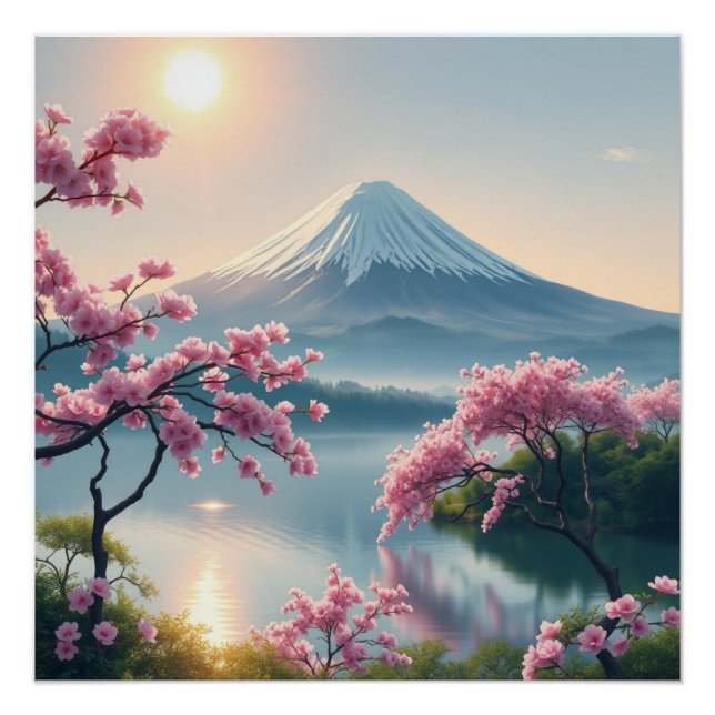 mount fuji and cherry blossoms poster (Vorderseite)