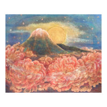 Mount Fuji Dreamscape: Luminous Poster Print