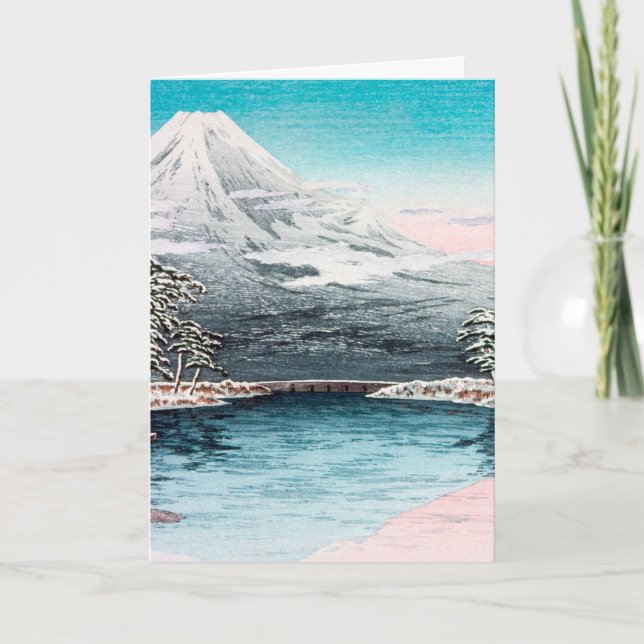 Mount Fuji Happy Holidays Karte (Vorderseite)