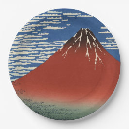 Mount Fuji in Clear Weather (Red Fuji) (Hokusai) Pappteller