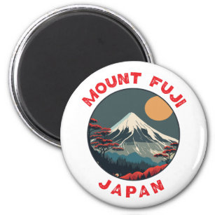 Mount Fuji Japan Distressed Circle Magnet