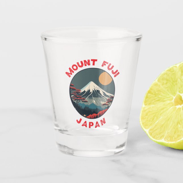 Mount Fuji Japan Distressed Circle Schnapsglas (Vorderseite)