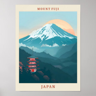 Mount Fuji Japan Elegante Vintage Reise Poster