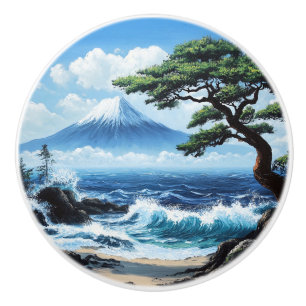 Mount Fuji Japan Ocean View Gemälde Keramikknauf