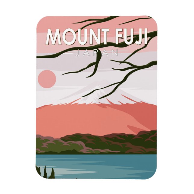 Mount Fuji Japan Vintag Magnet (Vertikal)