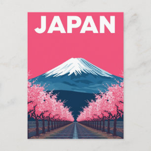 Mount Fuji Kirschblüten Retro Postkarte