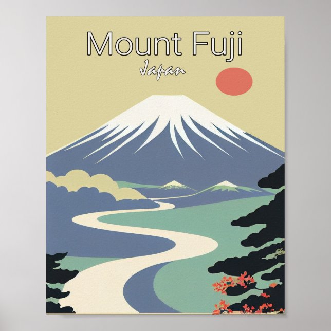 Mount Fuji Minimalistisch Vintage Travel Poster (Vorne)