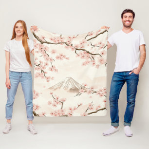 Mount Fuji mit Kirschblüten – Japanisch (3) Fleecedecke