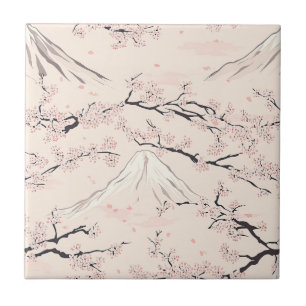 Mount Fuji mit Kirschblüten – Japanisch Fliese