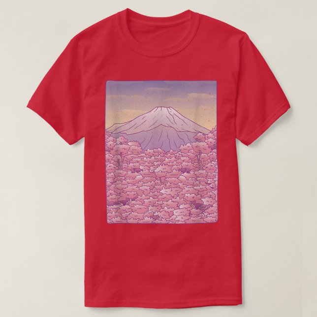 Mount Fuji Sakura Cherry Blüten T-Shirt (Design vorne)
