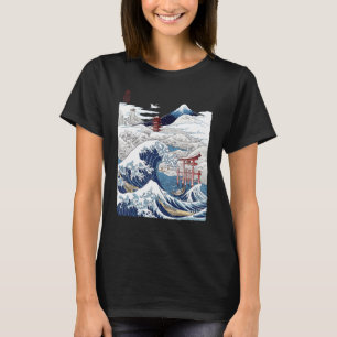Mount Fuji The Great Wave Japanischer Tsunami Kana T-Shirt