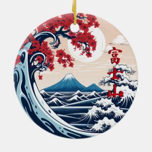 Mount Fuji über der Waves Keramik Ornament