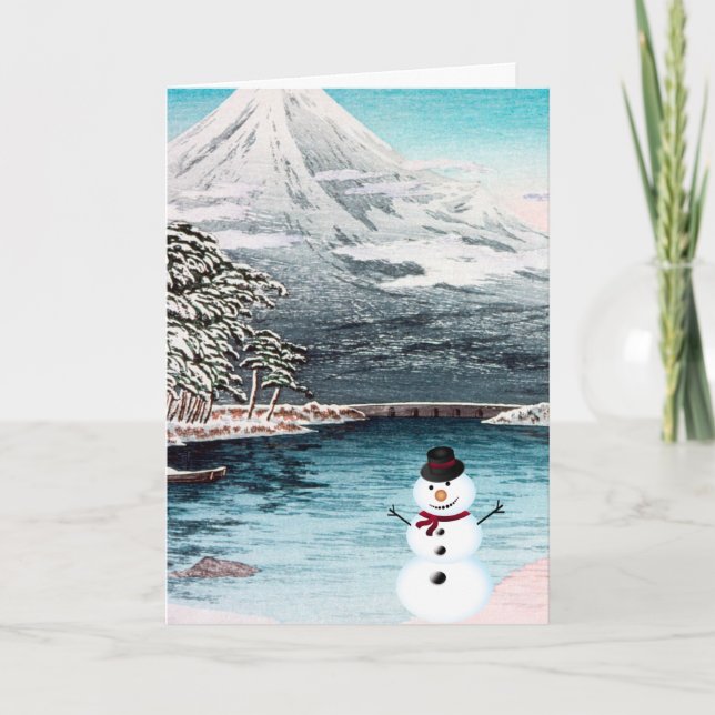 Mount Fuji und ein Schneemann Karte (Vorderseite)