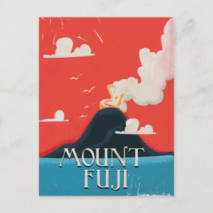 Mount Fuji Vintage-Dampflokomotive-Reiseposter Postkarte