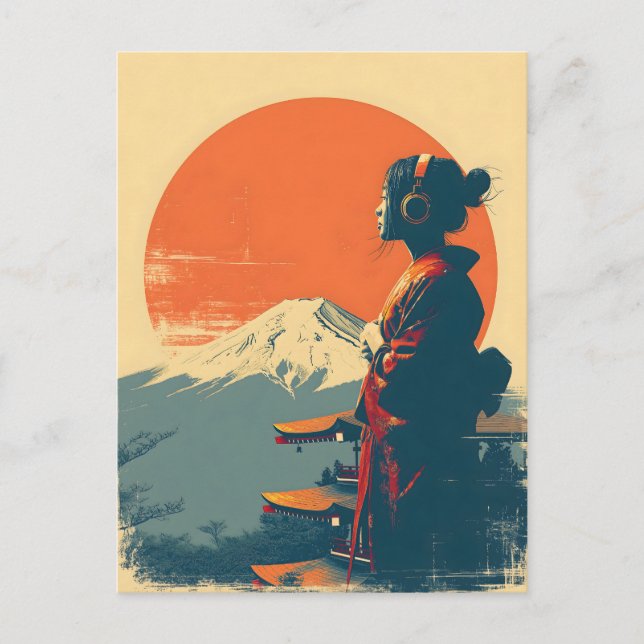 Mount Fuji Vintage Postkarte (Vorderseite)