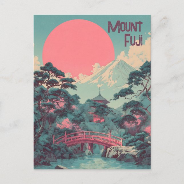 Mount Fuji vintage Postkarte (Vorderseite)